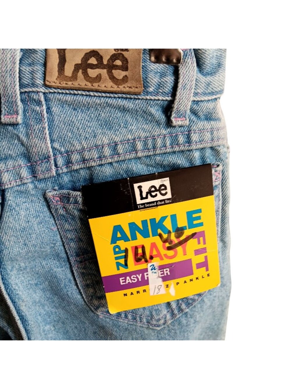 Vintage JEANS 1980's GIRLS Lee Jeans 12 REG 24x25 HIGH WAIST ZIP Ankle STONE NOS